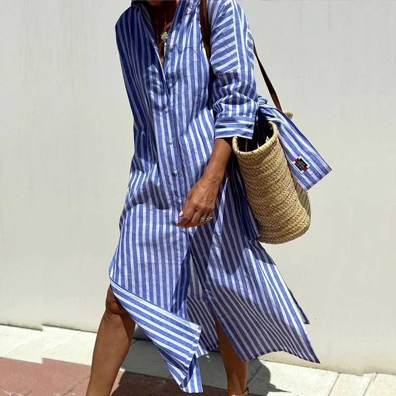 Juliana | Robe d'été avec rayures élégantes et tissu léger pour femme