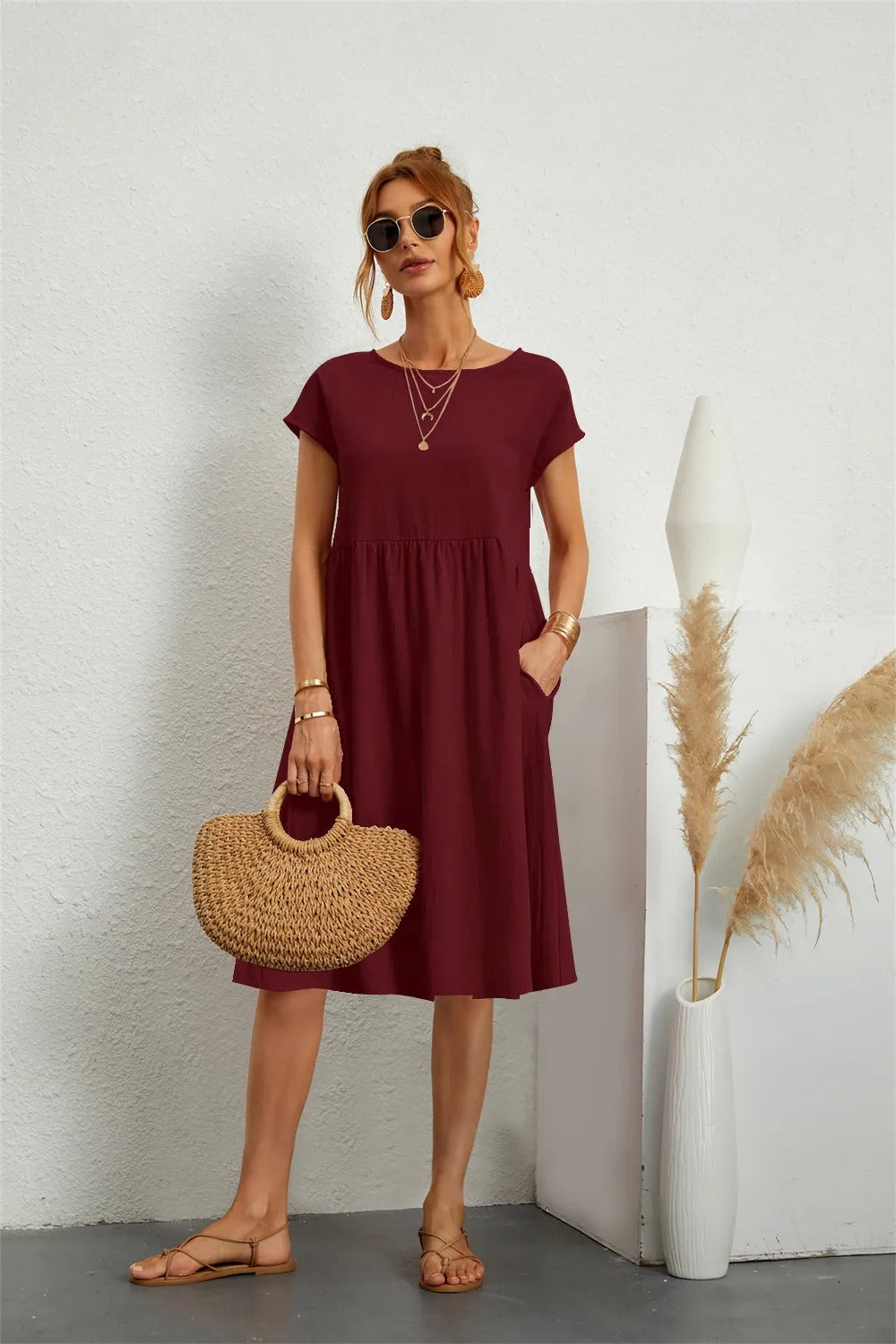 Amina | Robe Drapée Élégante pour Femme