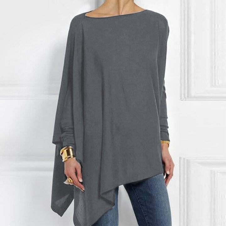Aliénor | Pull col bateau oversize manches longues ourlet asymétrique