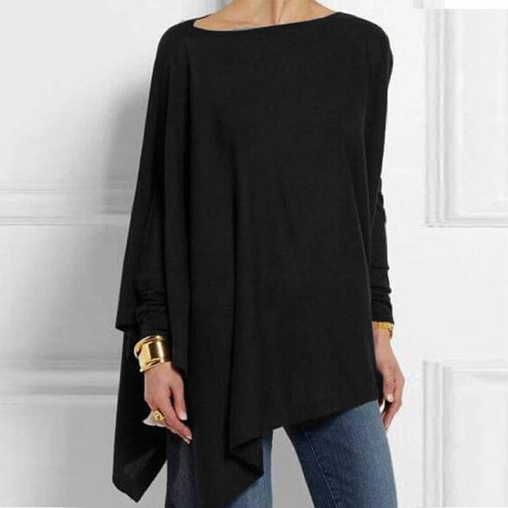 Aliénor | Pull col bateau oversize manches longues ourlet asymétrique