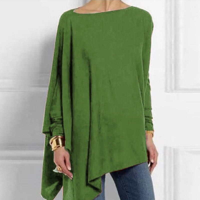 Aliénor | Pull col bateau oversize manches longues ourlet asymétrique
