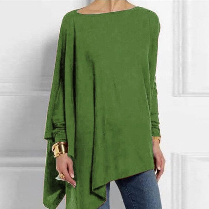 Aliénor | Pull col bateau oversize manches longues ourlet asymétrique