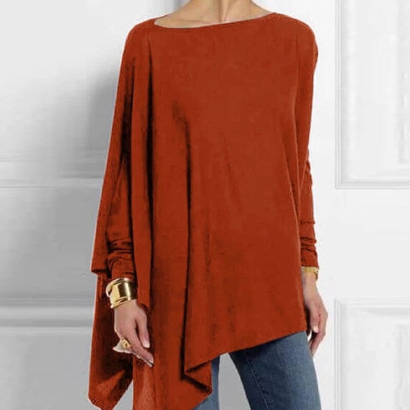Aliénor | Pull col bateau oversize manches longues ourlet asymétrique