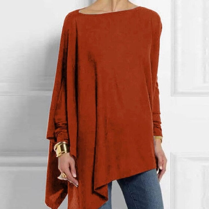 Aliénor | Pull col bateau oversize manches longues ourlet asymétrique